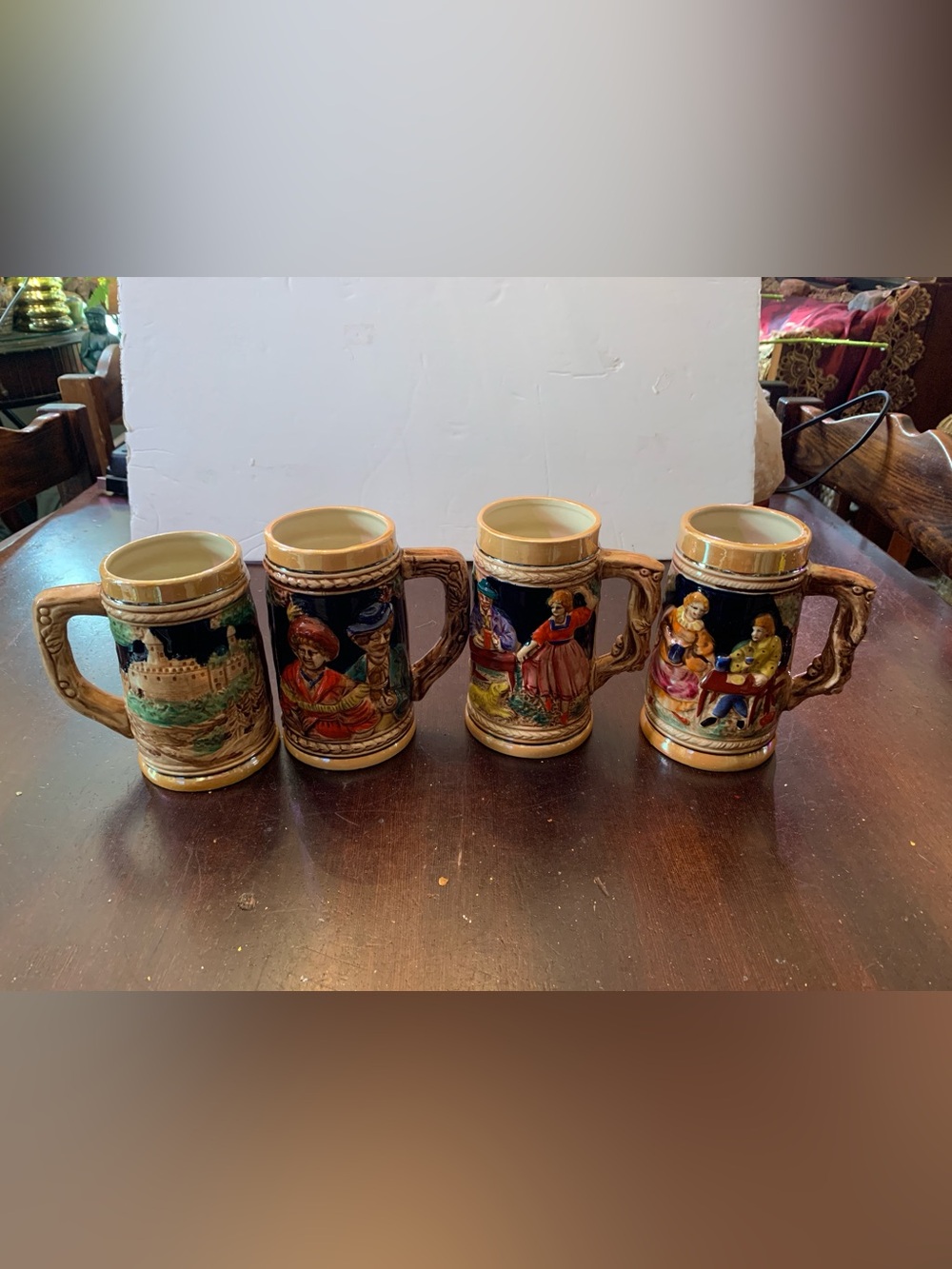Vintage Ceramic German Beer Stein Set of 4 (made in Japan)
